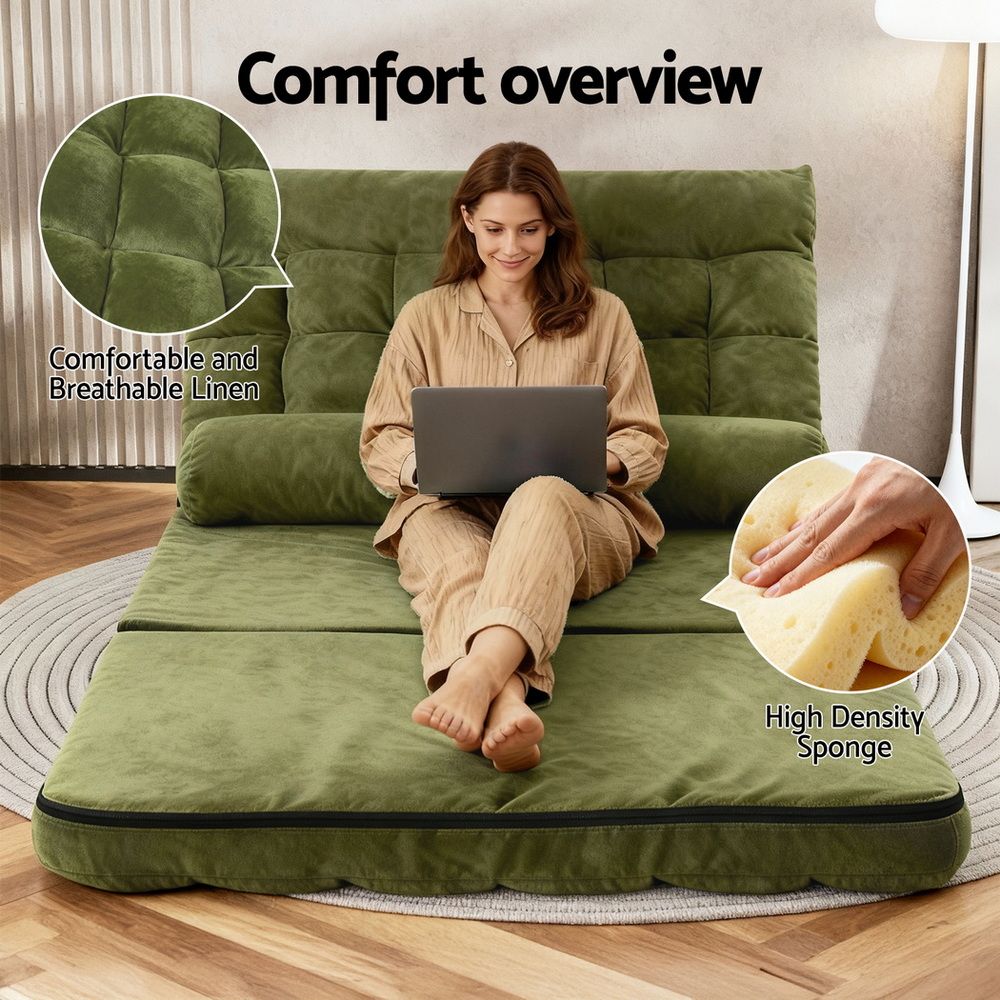 ArtissLounge Sofa Bed 2 seater Green Fabric