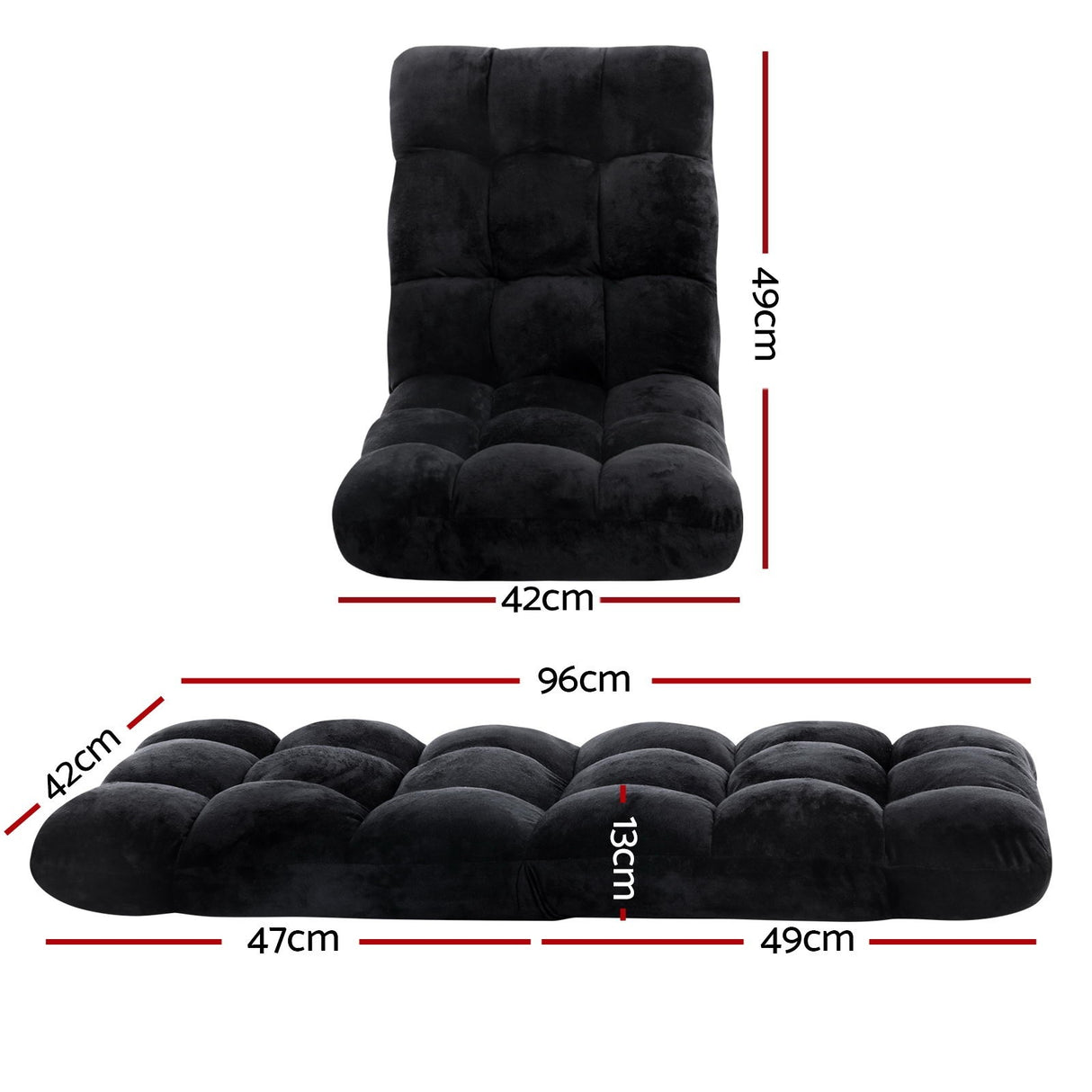 Artiss 4X Lounge Sofa Bed Flannel Fabric Black