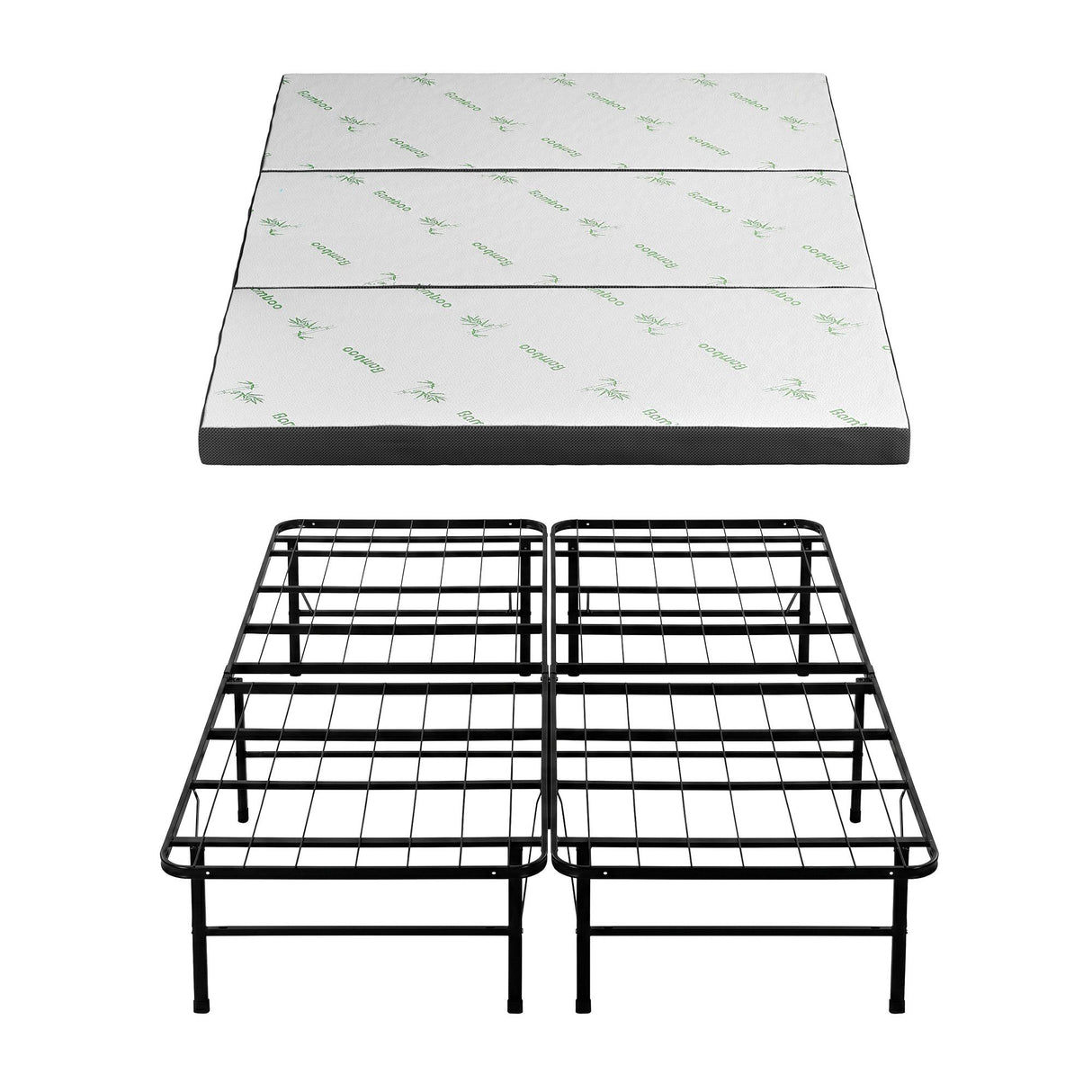 Giselle Folding Bed with Mattress Queen Portable Foldable Guest Bed Bamboo Cover