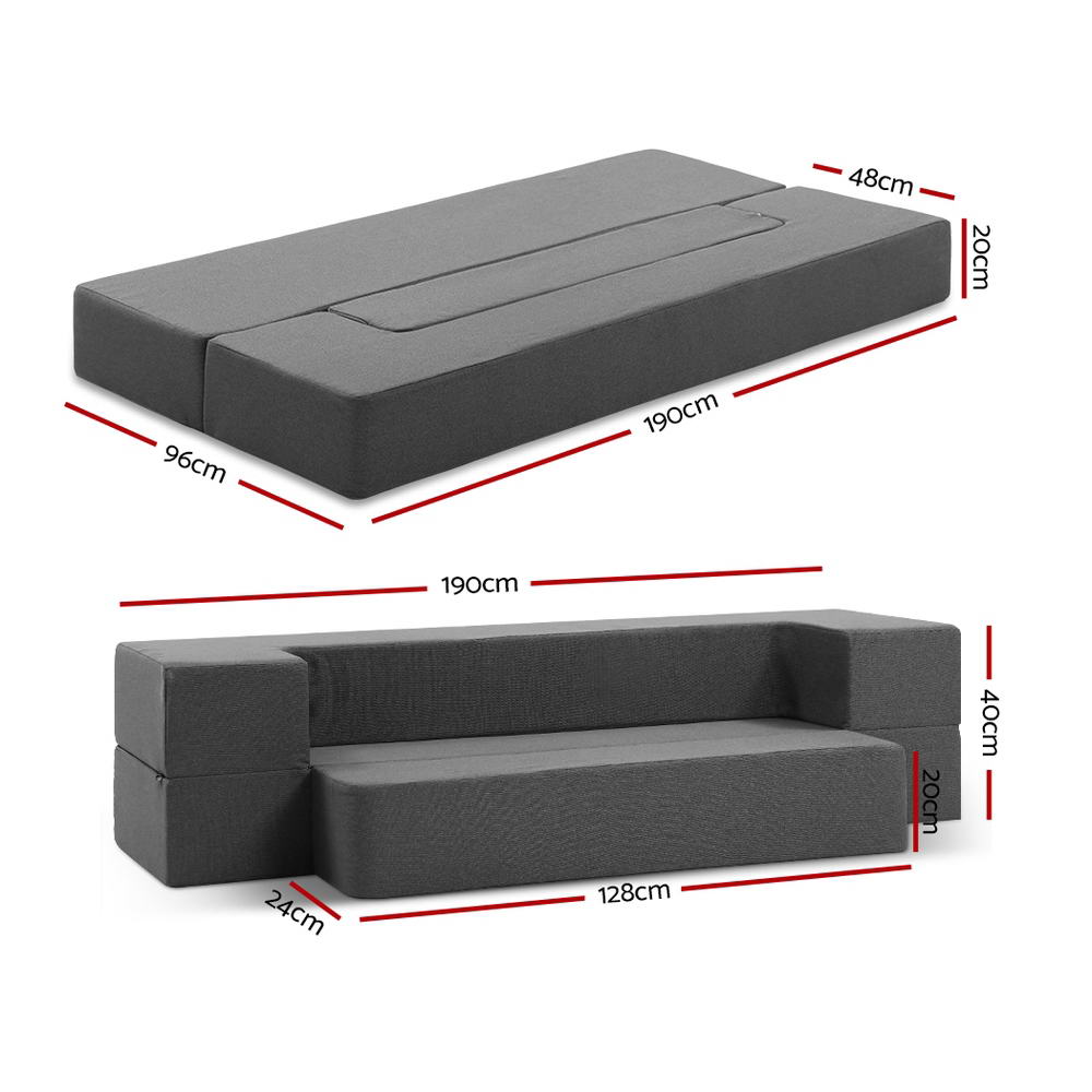 Kids Foldable Mattress Folding Foam Sofa Bed Chair Grey