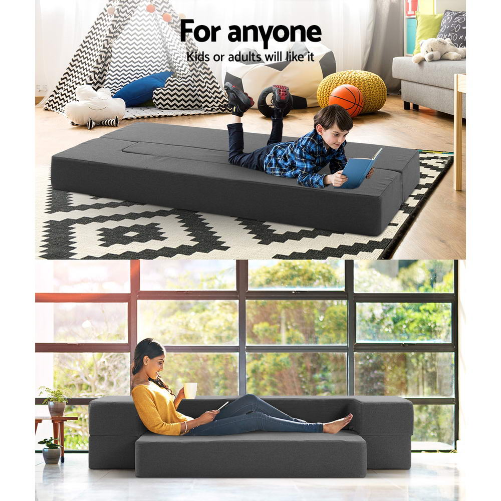 Kids Foldable Mattress Folding Foam Sofa Bed Chair Grey