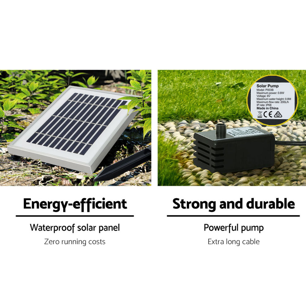 Gardeon Solar Fountain Water Fountain Feature Cascading Fountain LED Lights 76CM Grey