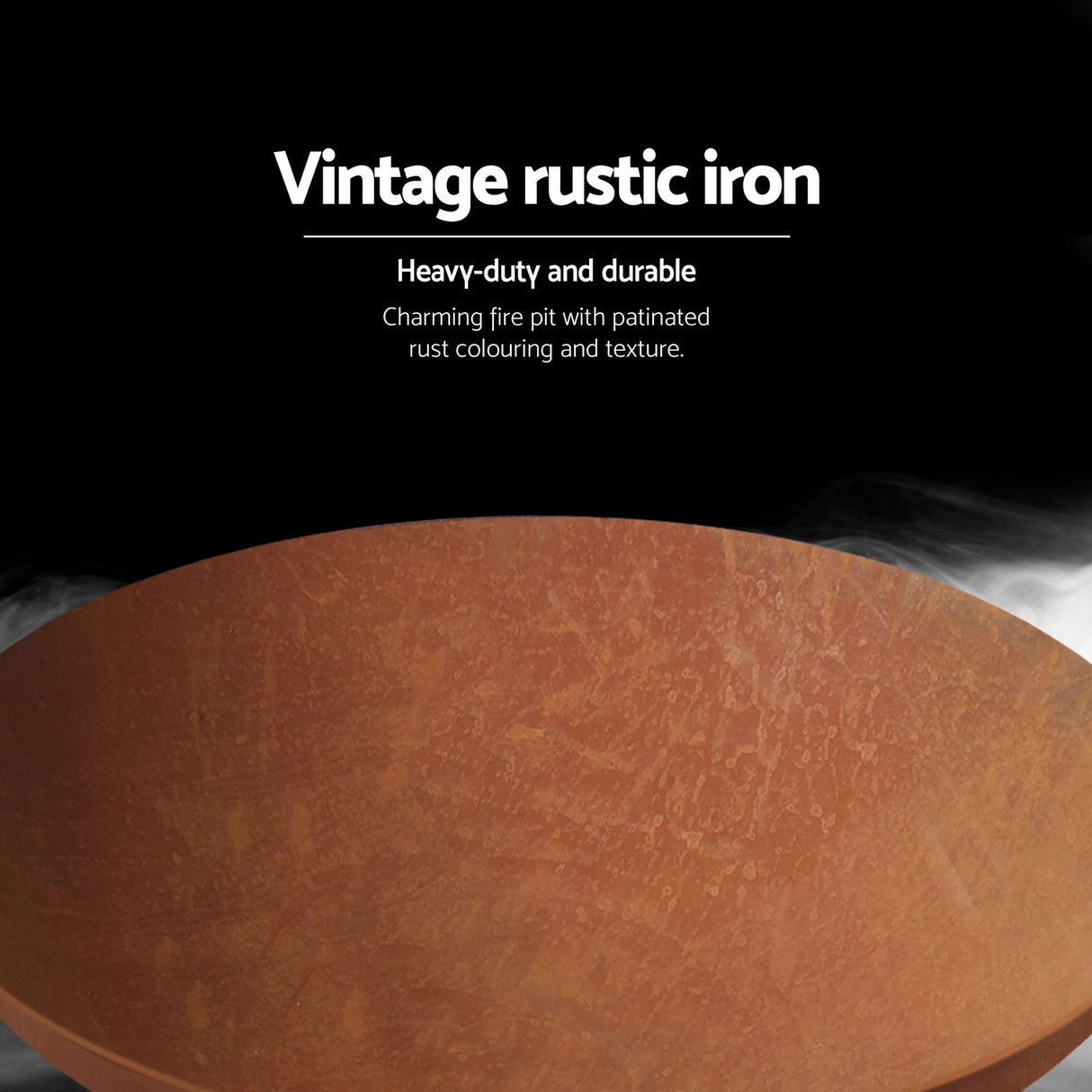 Grillz Fire Pit Bowl Cast Iron Rustic 70cm