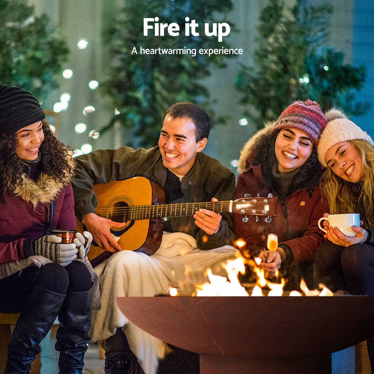 Grillz Fire Pit Bowl Cast Iron Rustic 70cm