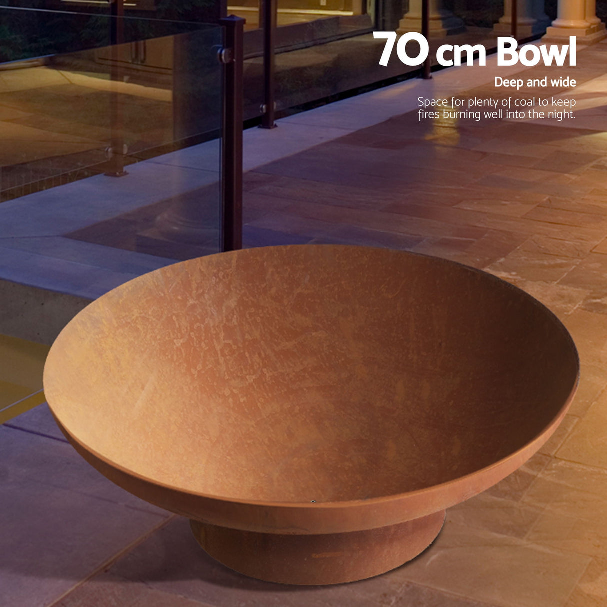 Grillz Fire Pit Bowl Cast Iron Rustic 70cm