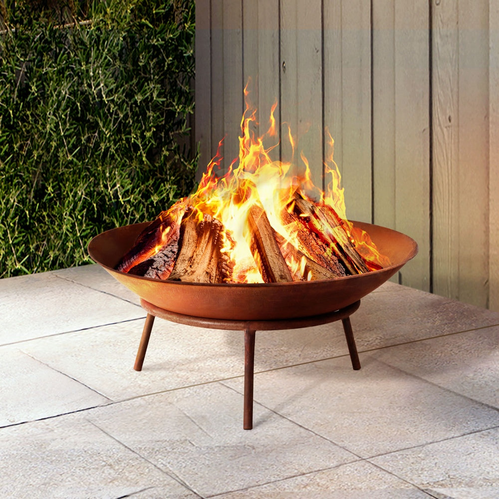 Grillz 56cm Fire Pit Iron Rustic Bowl Outdoor