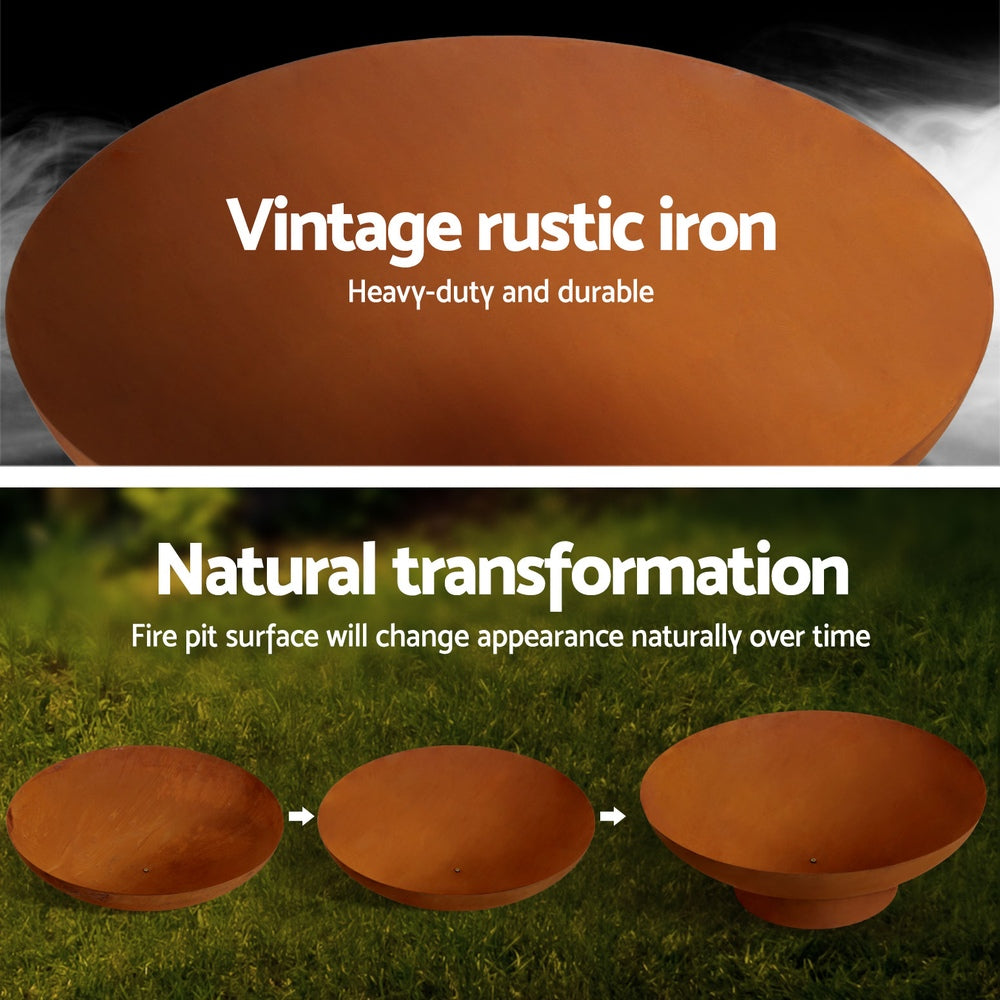 Grillz Fire Pit Iron Bowl 80cm Outdoor Patio Fireplace