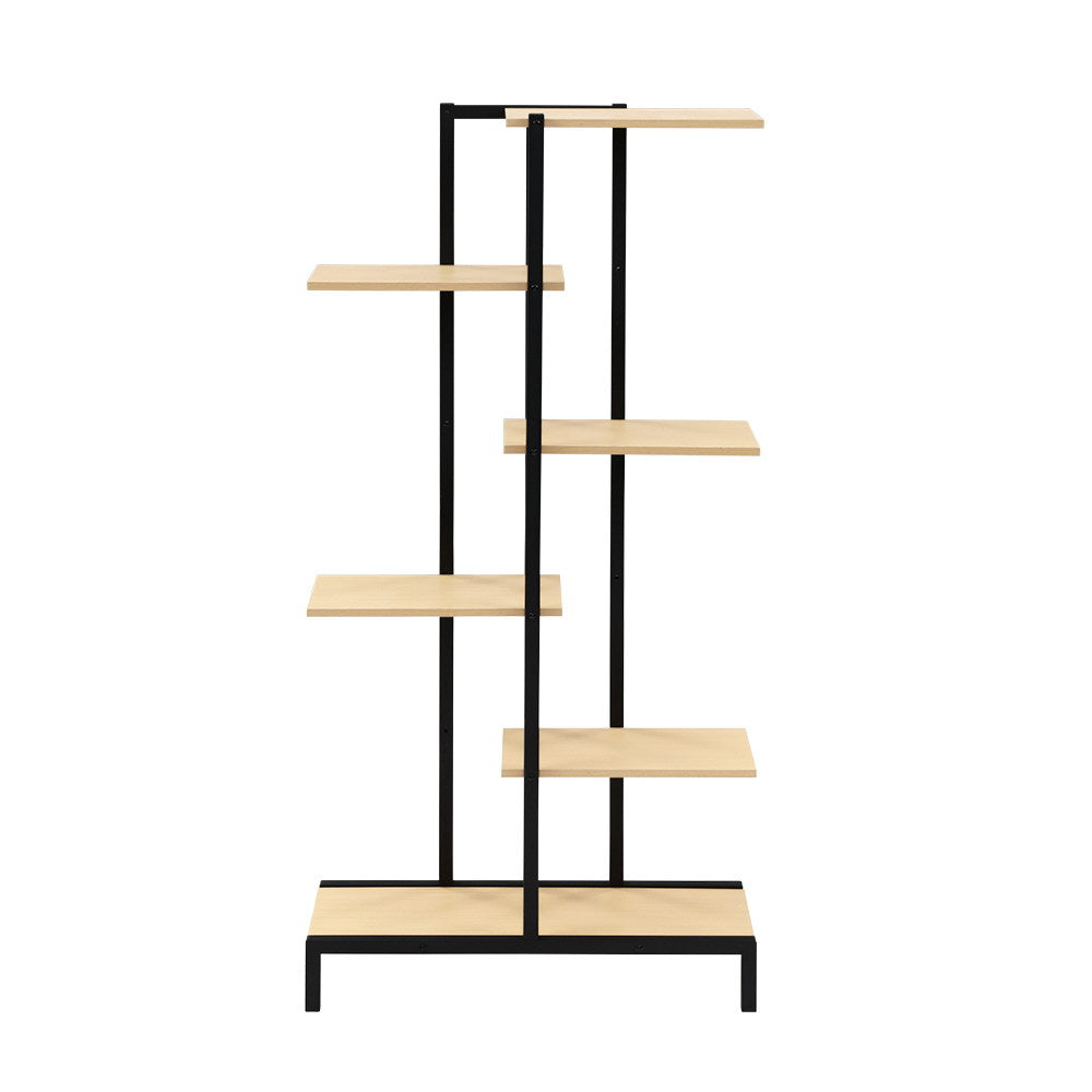 Plant Stand or Storage Shelf Black & Natural Wood