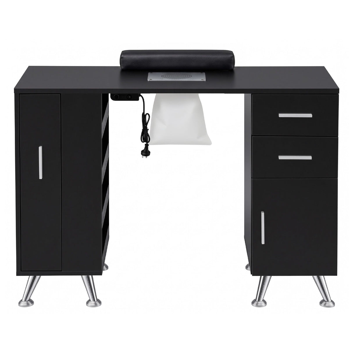 Artiss Manicure Table Nail Desk with Built-in Dust Collector Beauty Salon Station Drawers Shelves Wrist Cushion Black