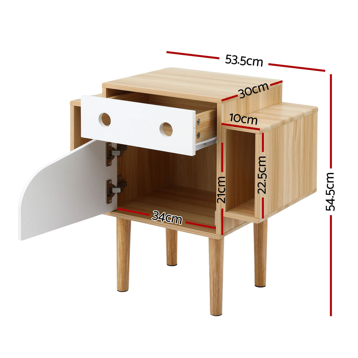 Artiss Bedside Table with Drawer Robot Design for Kids' Room Bedroom Pine