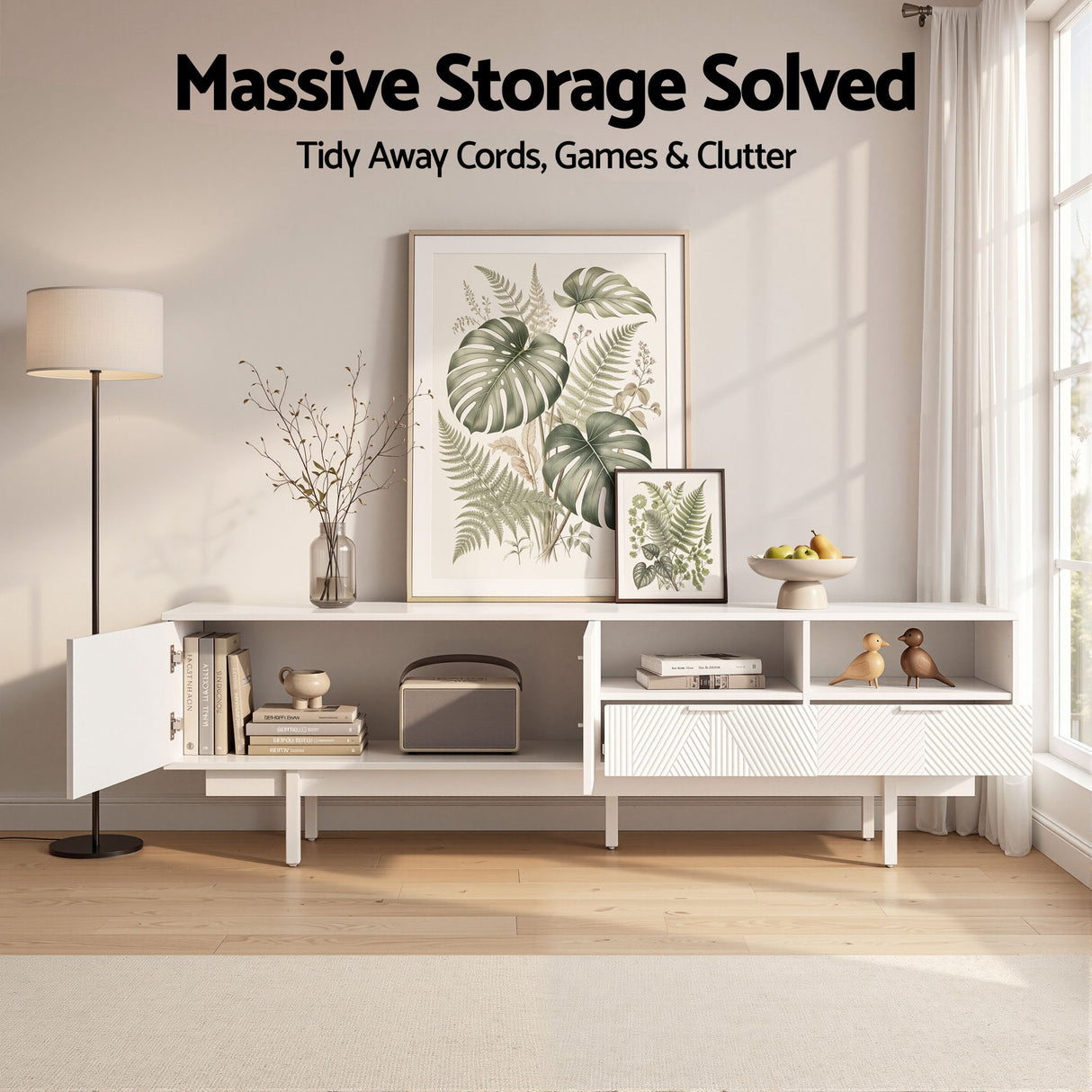 Artiss TV Unit Entertainment Unit Storage Cabinet Drawer 200cm White