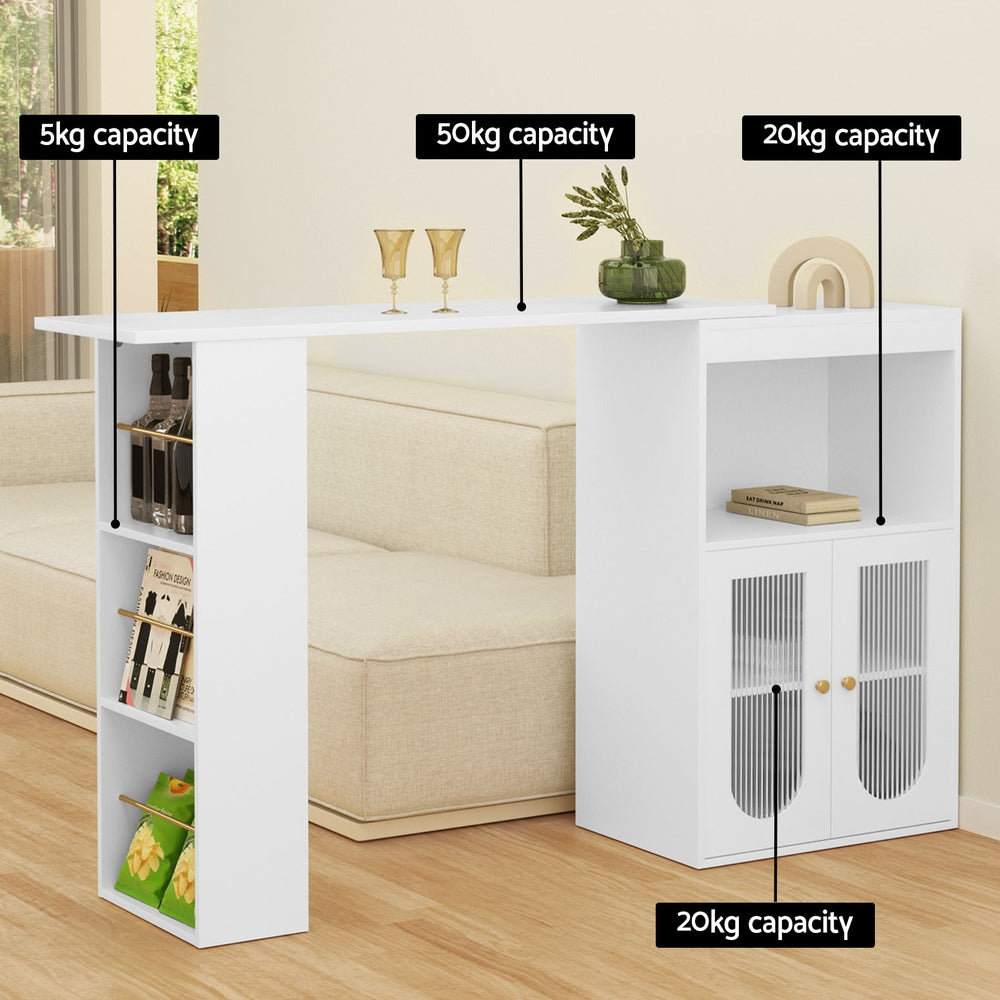 Aria Bar Table Storage Cabinet Dining Wine Rack Home Office Desk Extendable