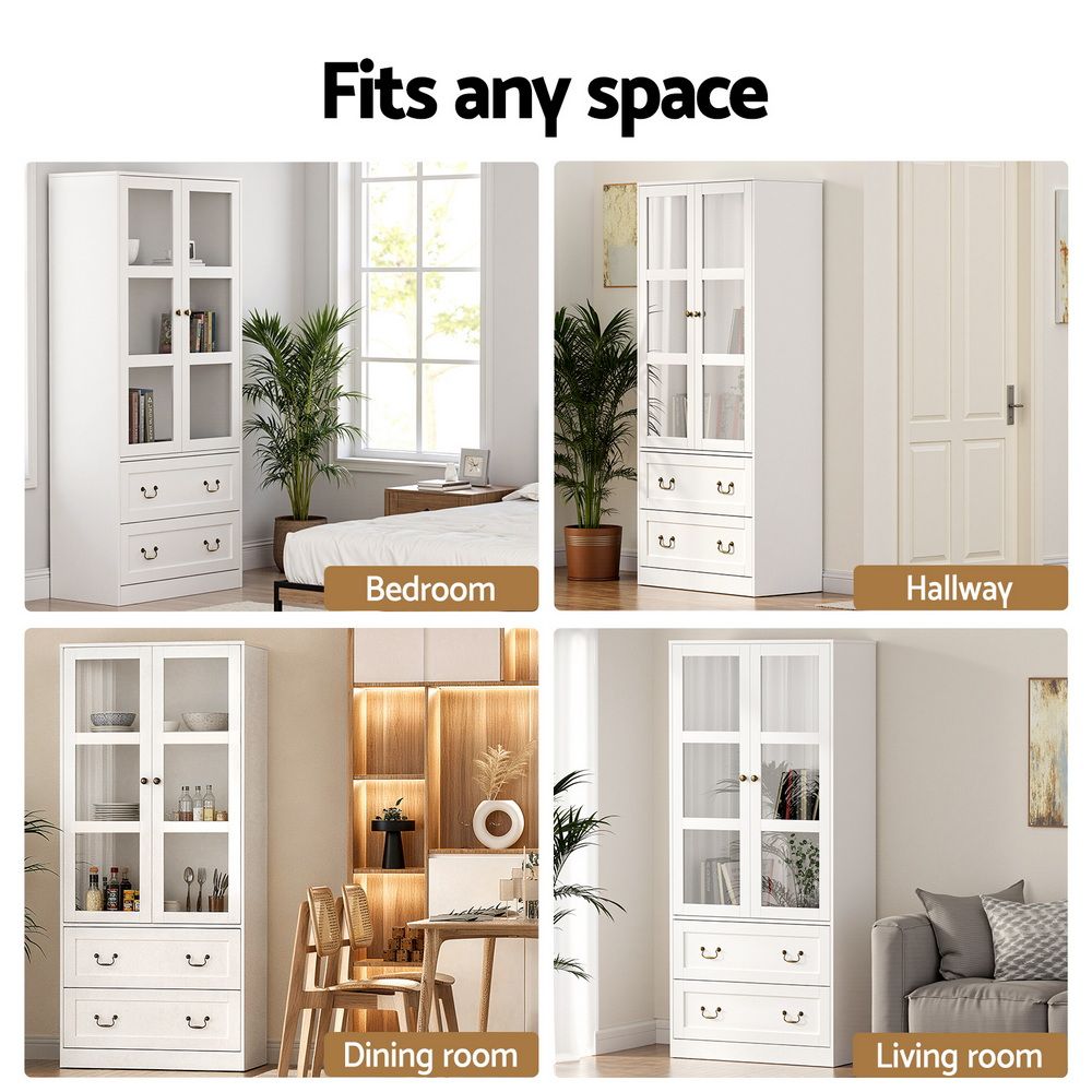 Artiss Buffet Sideboard 180cm Hutch Storage Cabinet Kitchen Drawer Door White