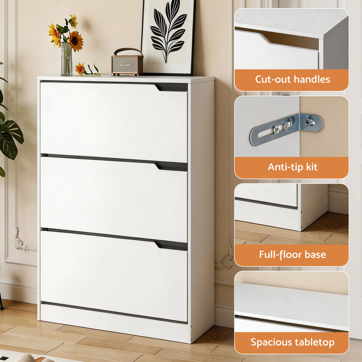 Artiss Shoe Rack Cabinet 24 Pairs Adjustable Shelf White