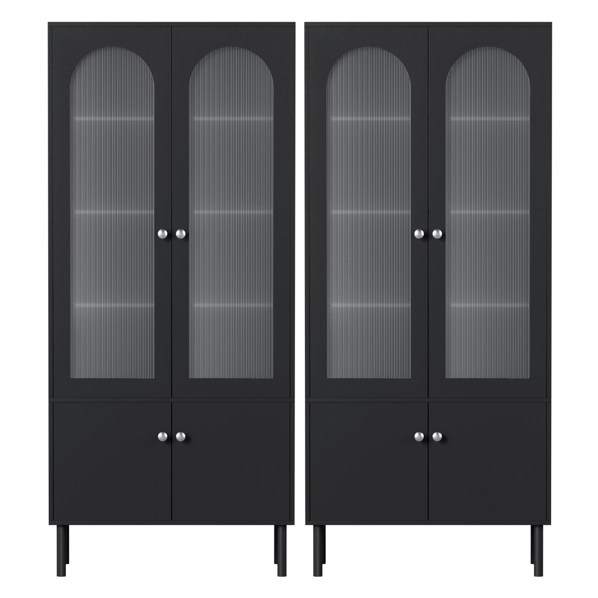 Artiss 2x Buffet Sideboard Cabinet Pantry 5-Tier Storage Cupboard Fluted Black