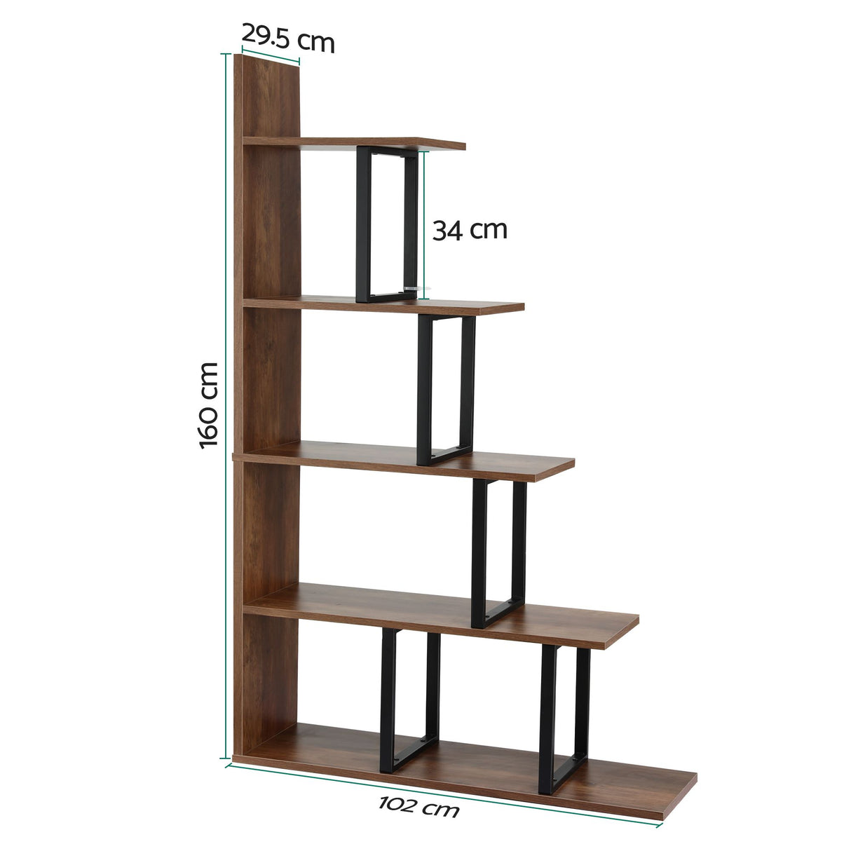 Artiss 5 Tiers Bookshelf Ladder Corner Shelf Bookcase Walnut