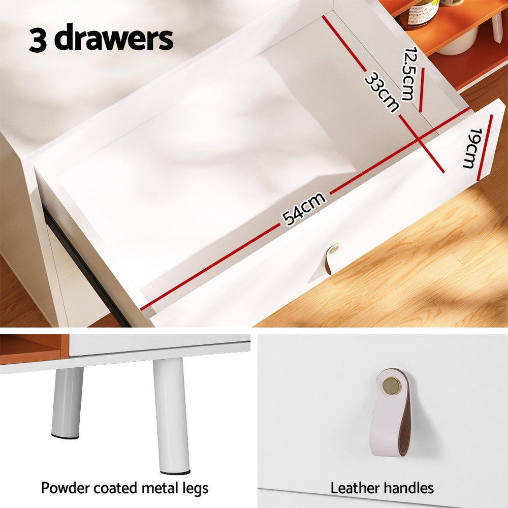 White & Orange Buffet Sideboard