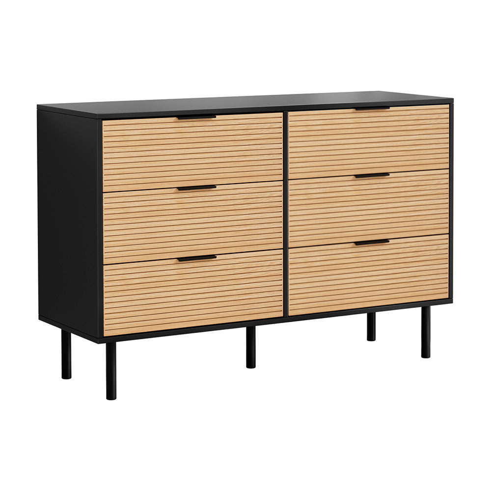 Artiss 6 Chest of Drawers Dresser Table Black&Pine