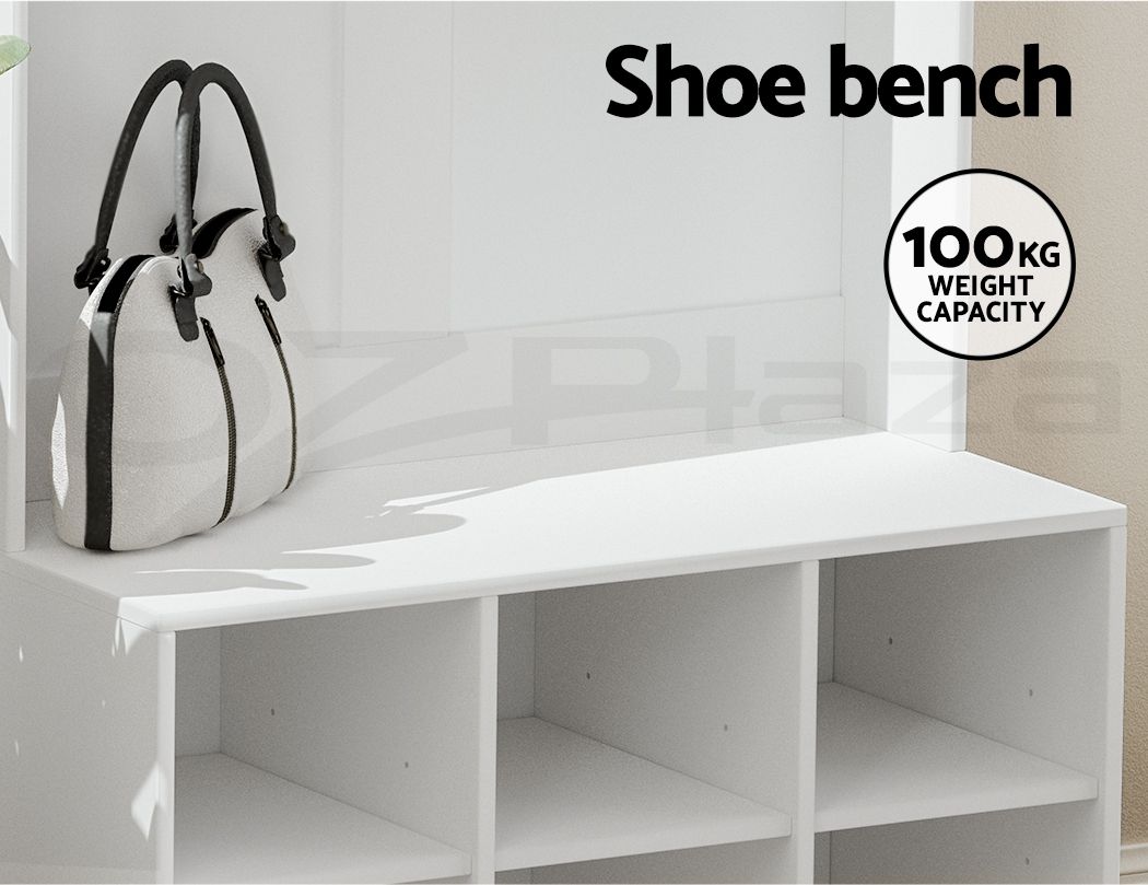 Artiss Shoe Rack Cabinet Hall Tree Coat Rack 180CM White