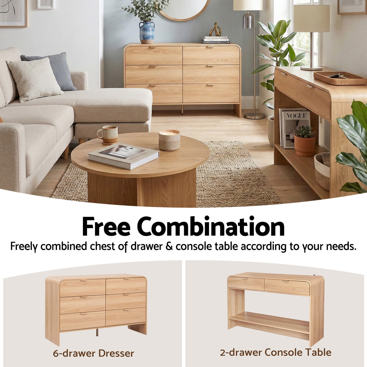 Artiss 6 Chest of Drawers Dresser Cabinet Pine