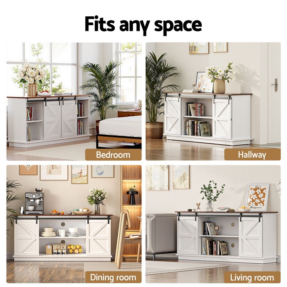 Artiss Buffet Sideboard Storage Cabinet Kitchen Cupboard Sliding Doors White