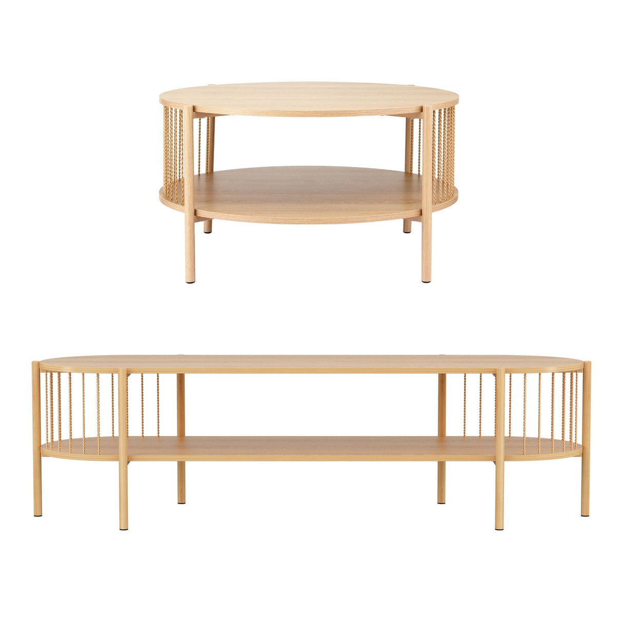 Artiss TV Unit & Coffee Table Set Storage Shelf Pine