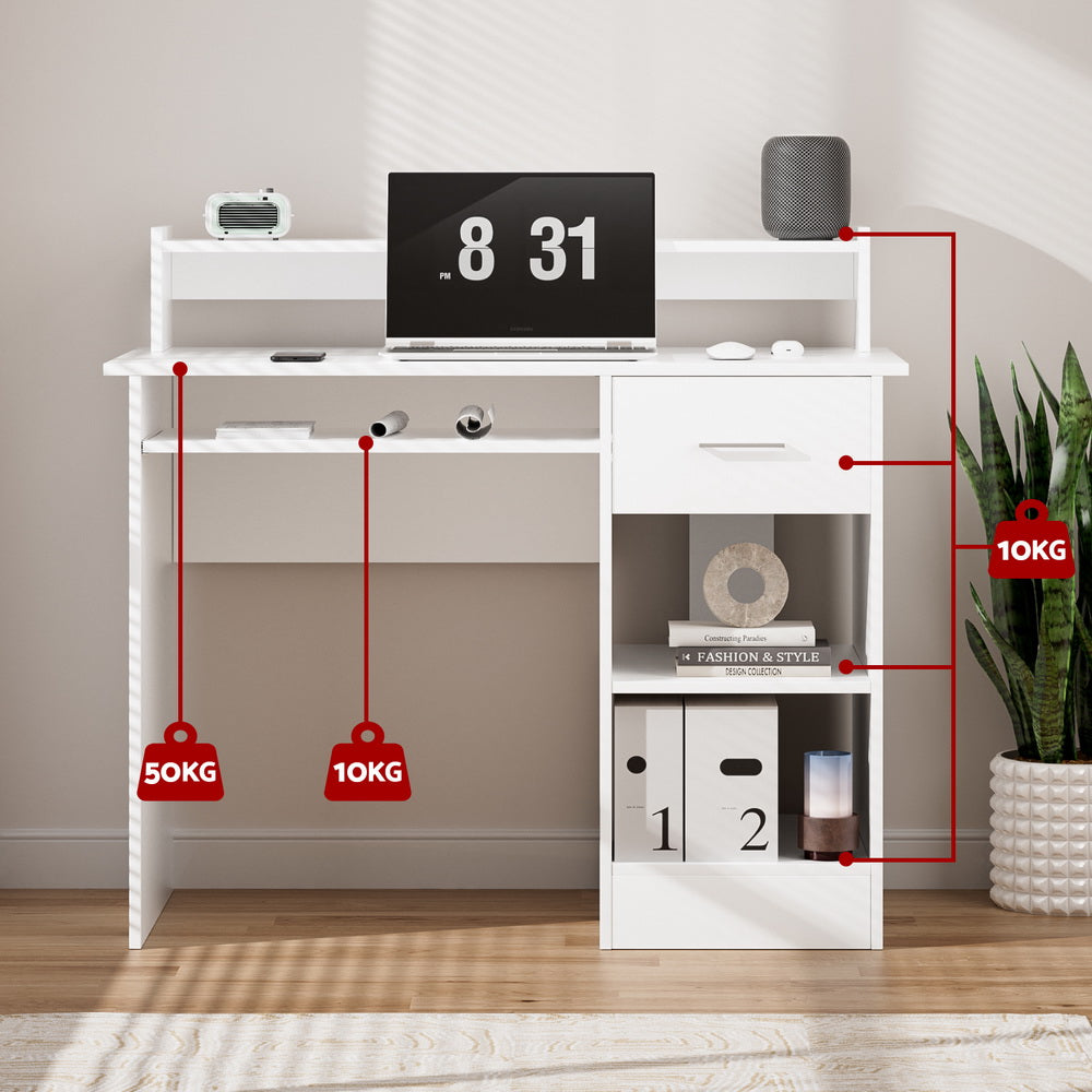 Office Computer Desk with Storage White