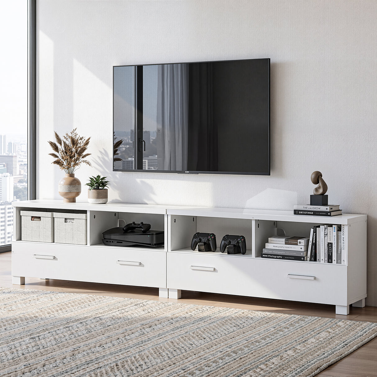 TV Cabinet Entertainment Unit 180cm White Eddie