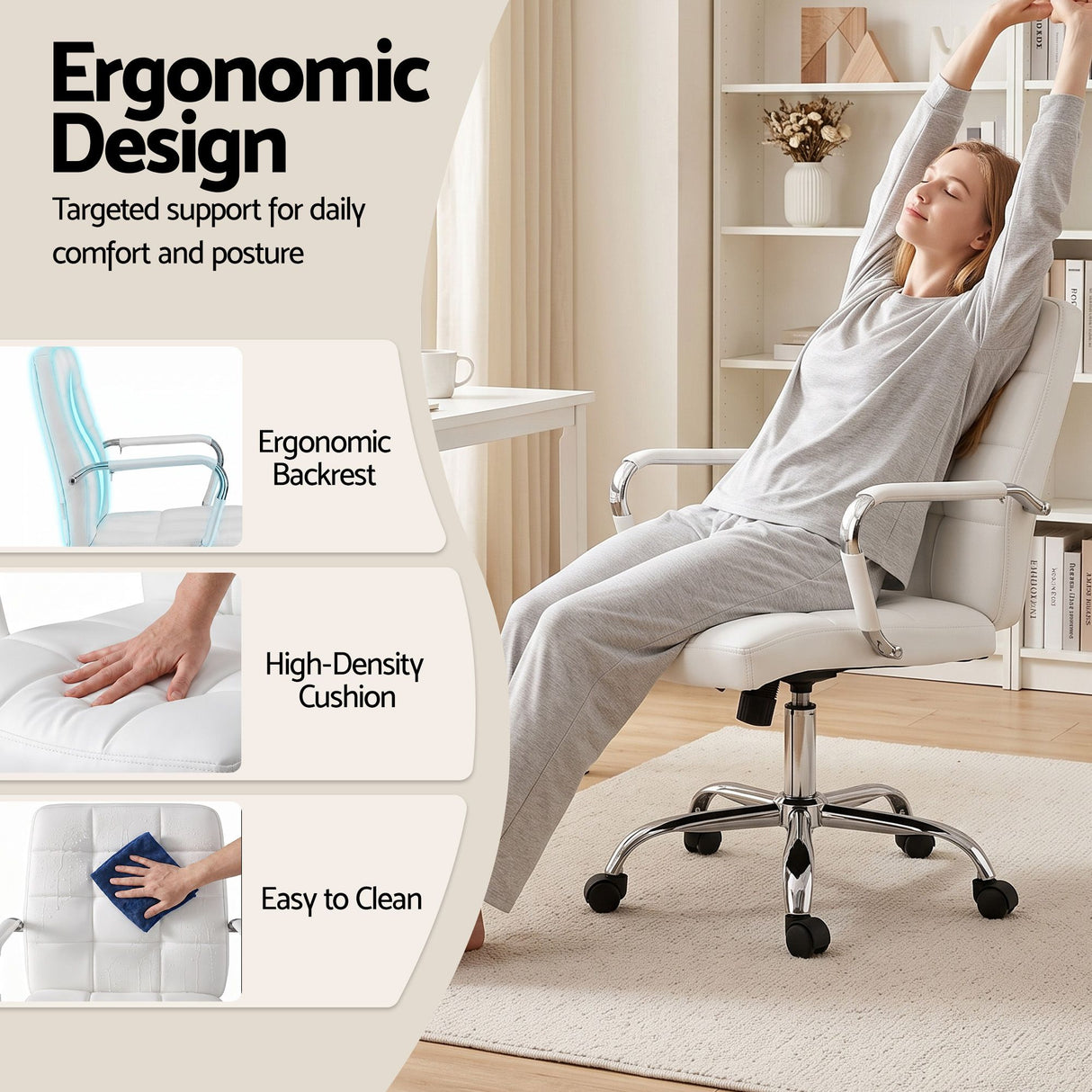Artiss Office Desk and Chair Set 100cm Computer Desk PU Leather Office Chair