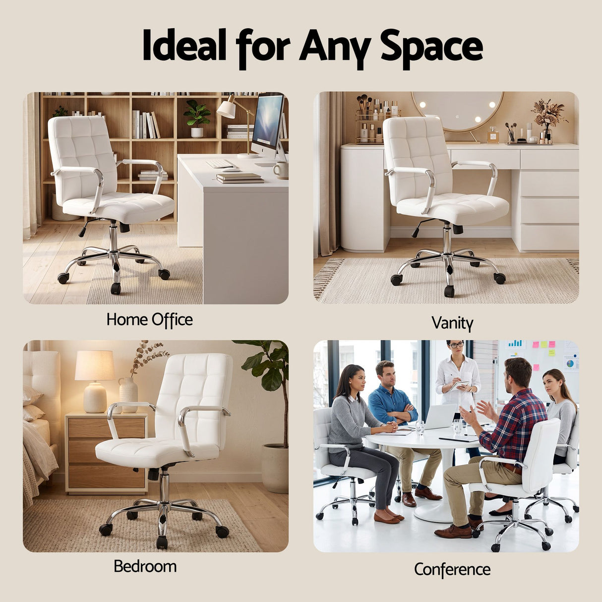 Artiss Office Desk and Chair Set 100cm Computer Desk PU Leather Office Chair