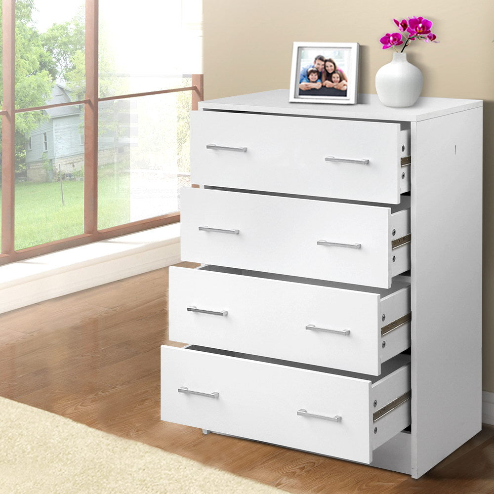 4 drawer white chest of drawers.