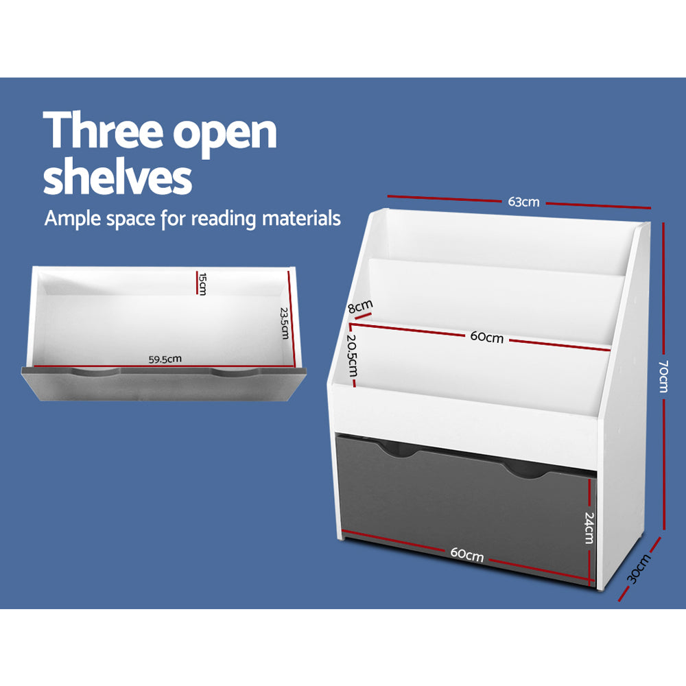 Ember 3 Tiers Kids Bookshelf Magazine Rack Children Bookcase Organiser Storage