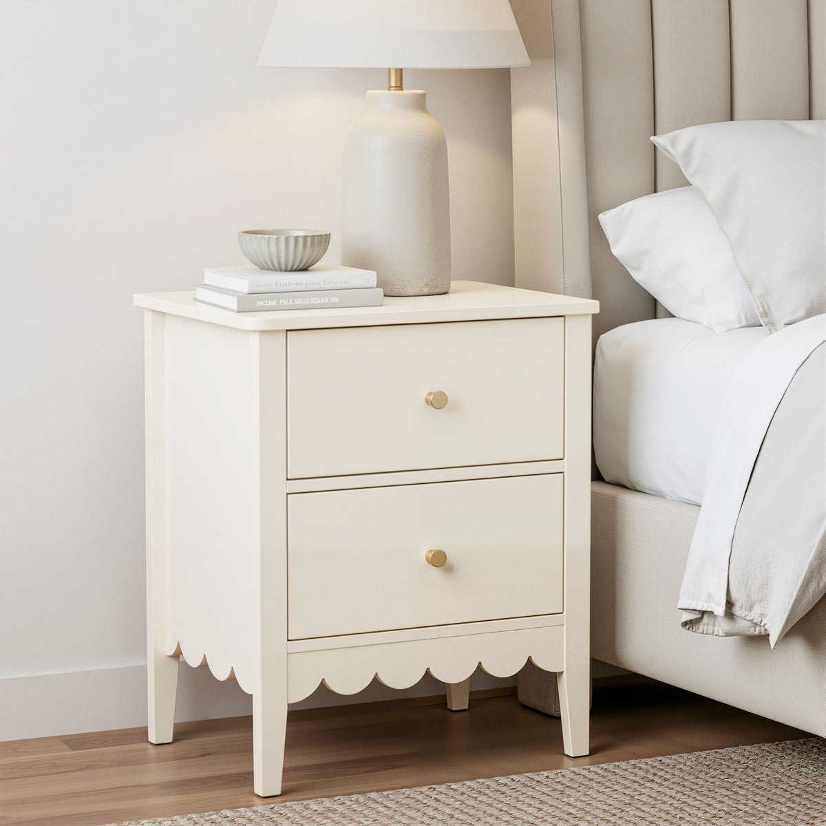 Artiss Bedside Table 2 Drawers Bedroom Storage Nightstand Beige