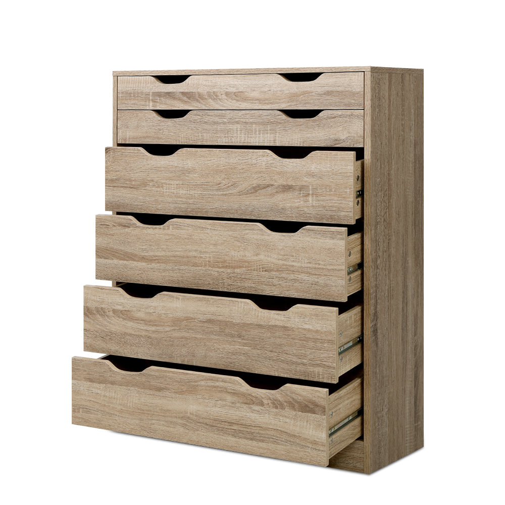 6-drawer Tallboy Oak