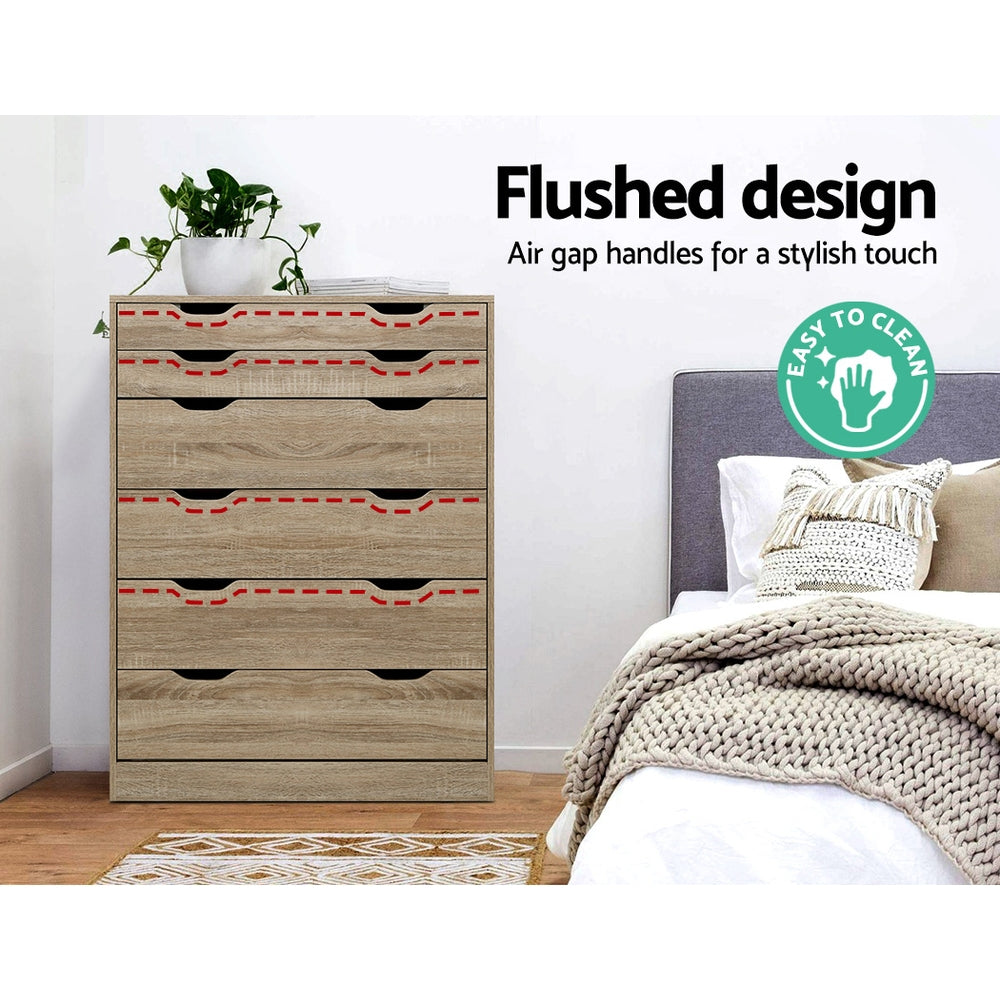 6-drawer Tallboy Oak
