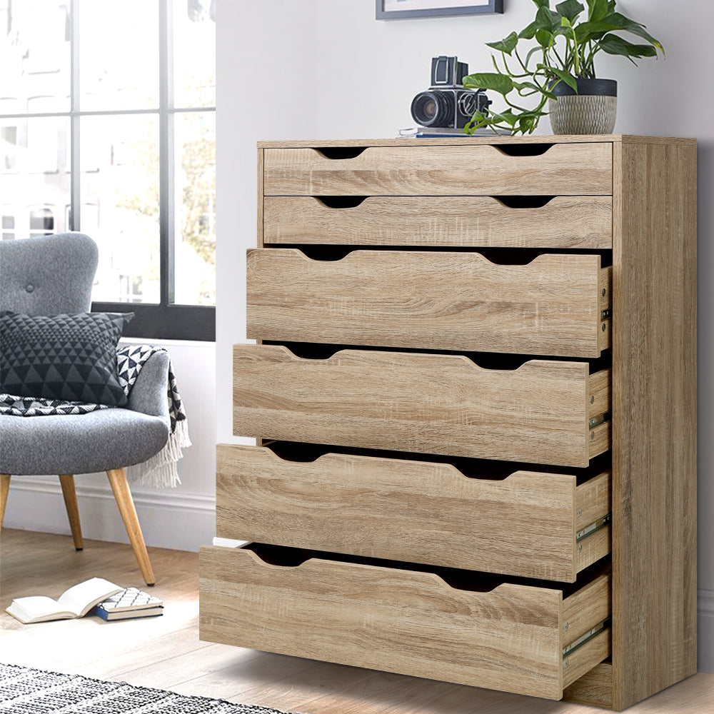 6-drawer Tallboy Oak