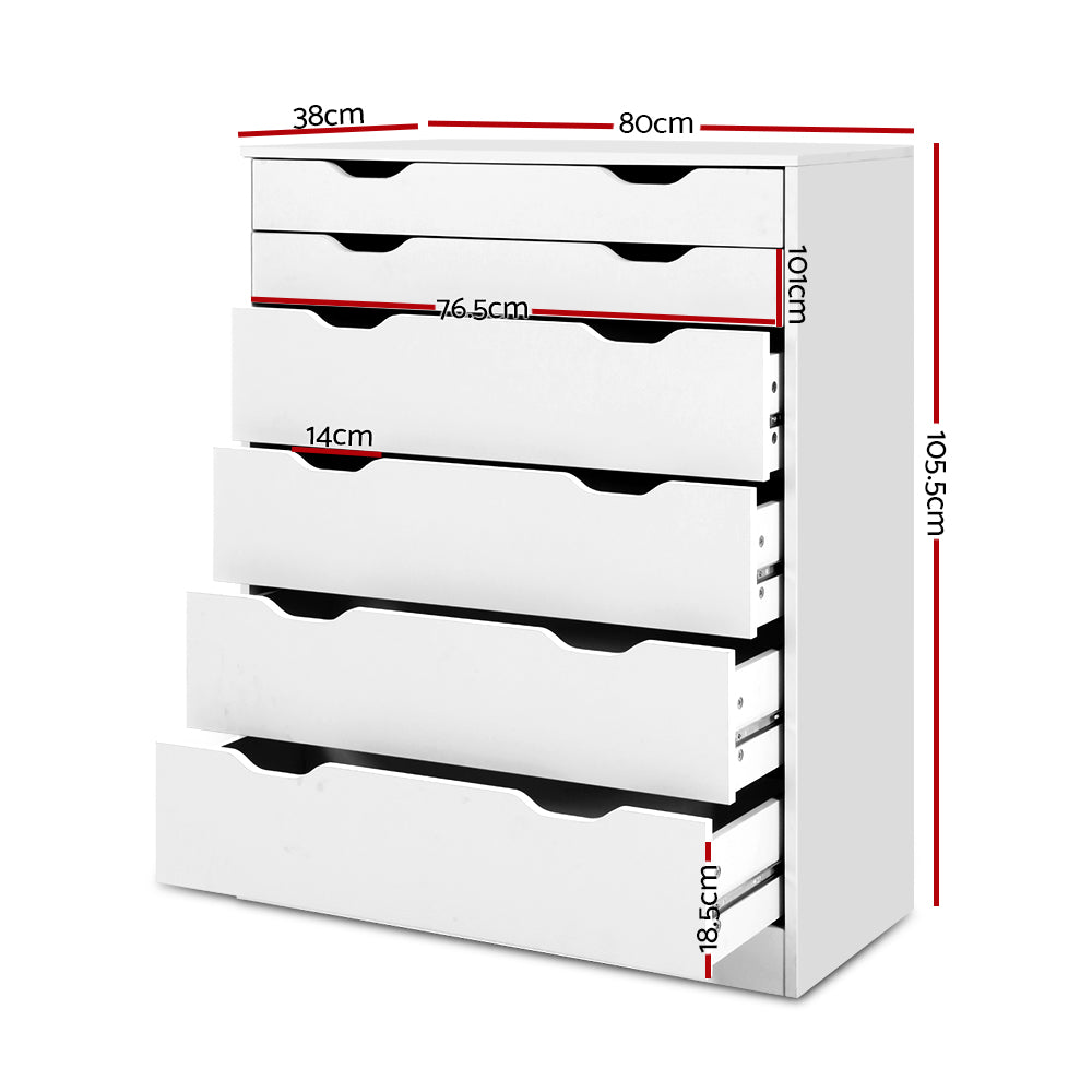6-drawer Tallboy White