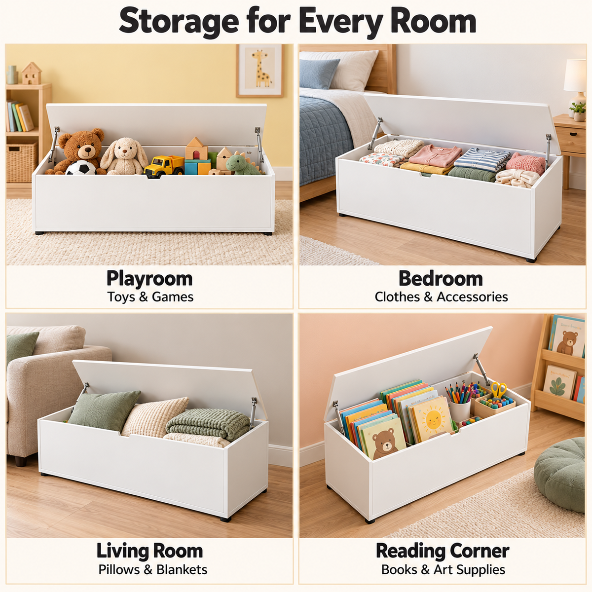 Keezi Kids Toy Box Chest Children Container Storage Clothes Organiser Cabinet