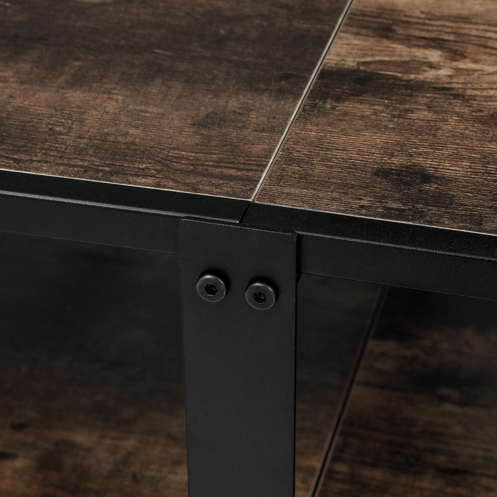 Entertainment Unit TV Cabinet Walnut & Black Industrial Style 176cm