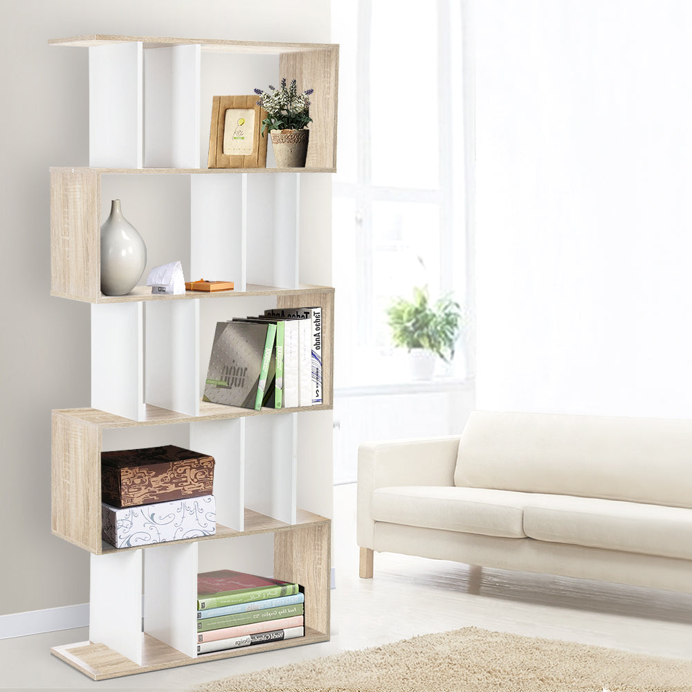 White & Wood Brown Bookcase