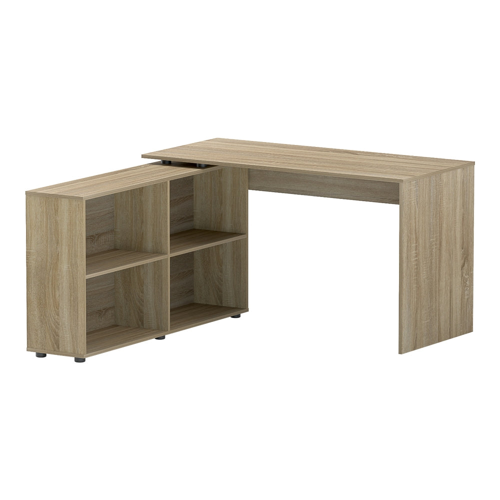 Computer Desk Oak with 4-Shelf Bookcase
