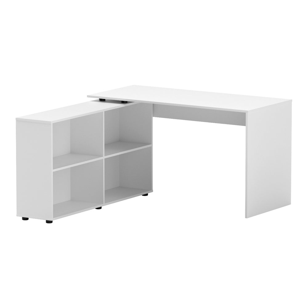 Computer Desk White with 4-Shelf Bookcase