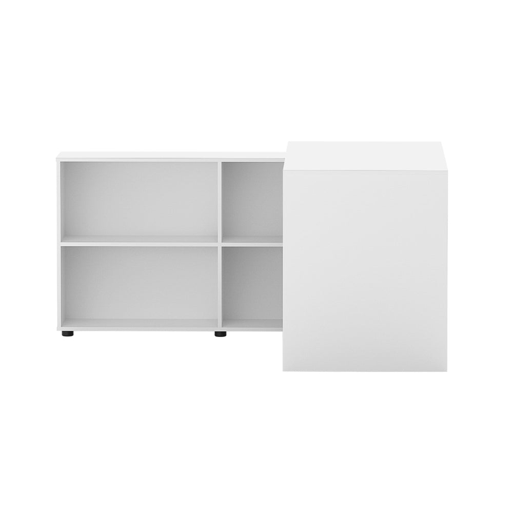 Computer Desk White with 4-Shelf Bookcase