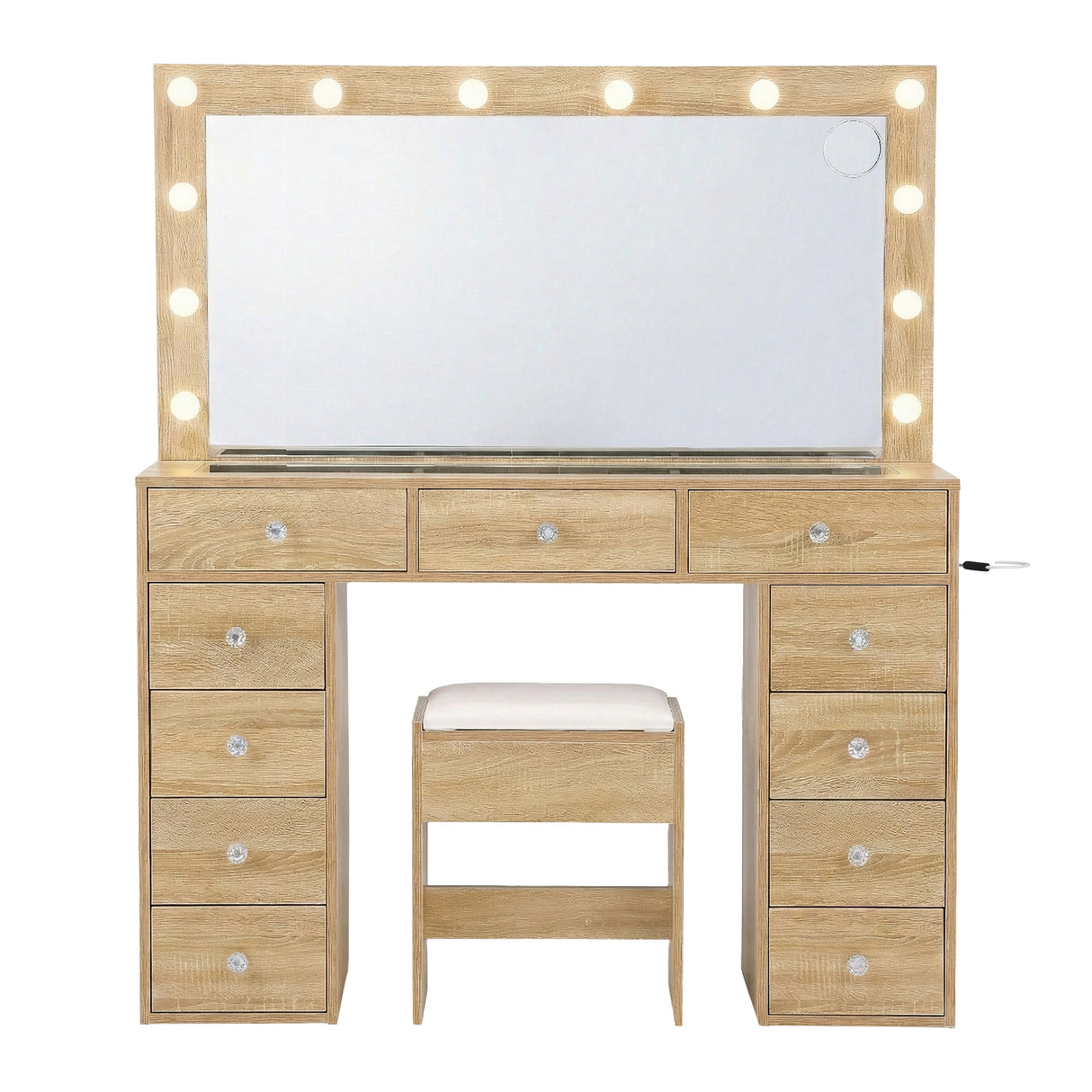 Artiss Dressing Table Vanity Desk Set Stool LED Bulbs Wood