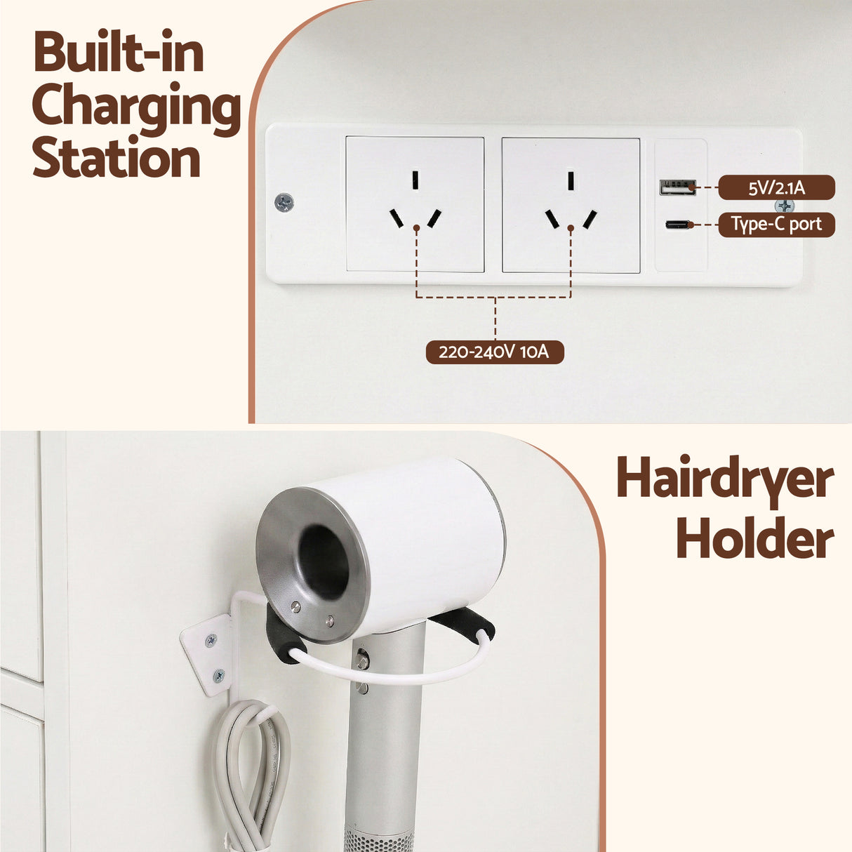 Artiss Dressing Table Vanity Desk Set 10 LED Bulbs RGB Light White