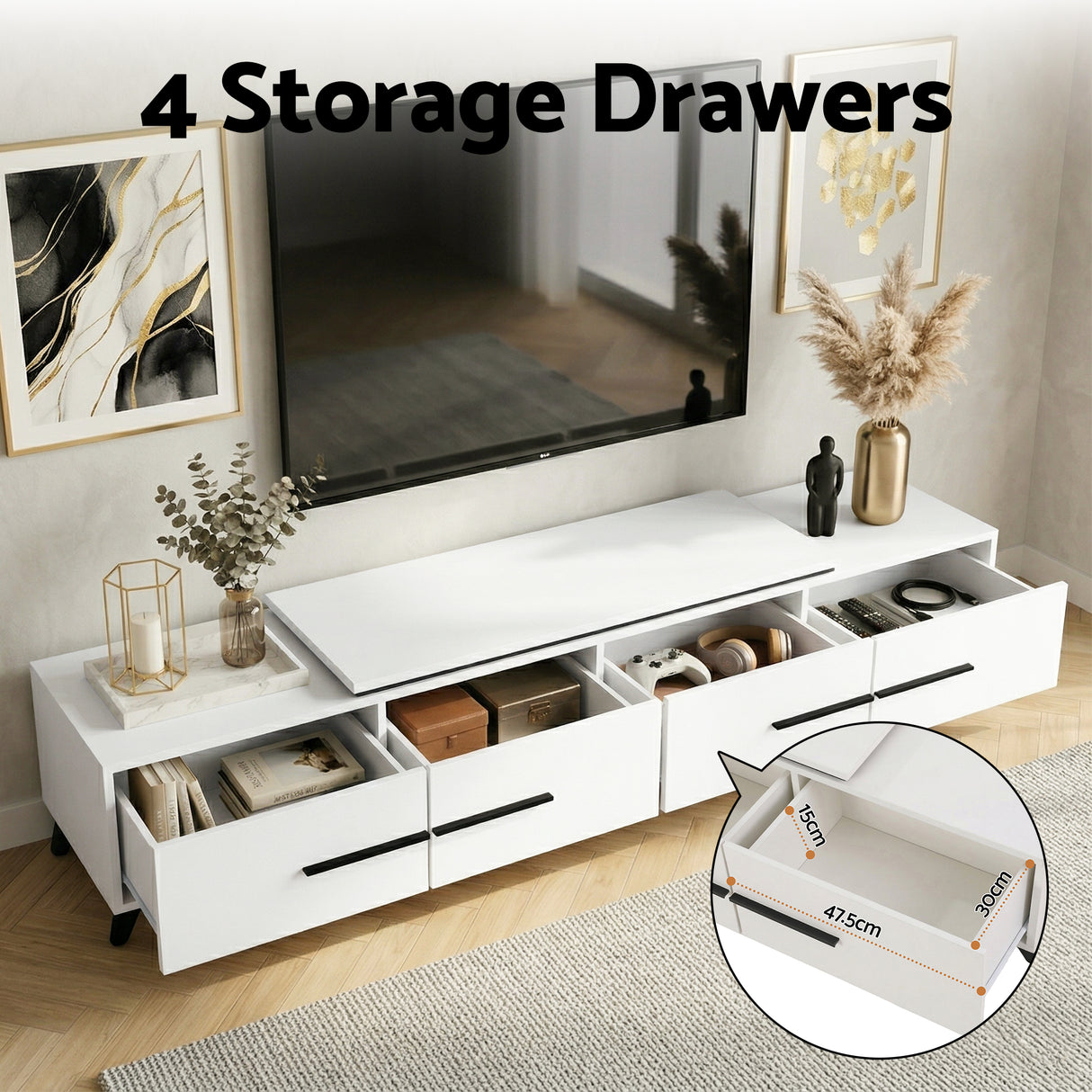 Artiss Extendable TV Cabinet Entertainment Unit Stand White