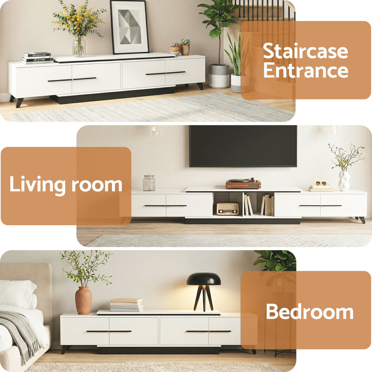 Artiss Extendable TV Cabinet Entertainment Unit Stand White