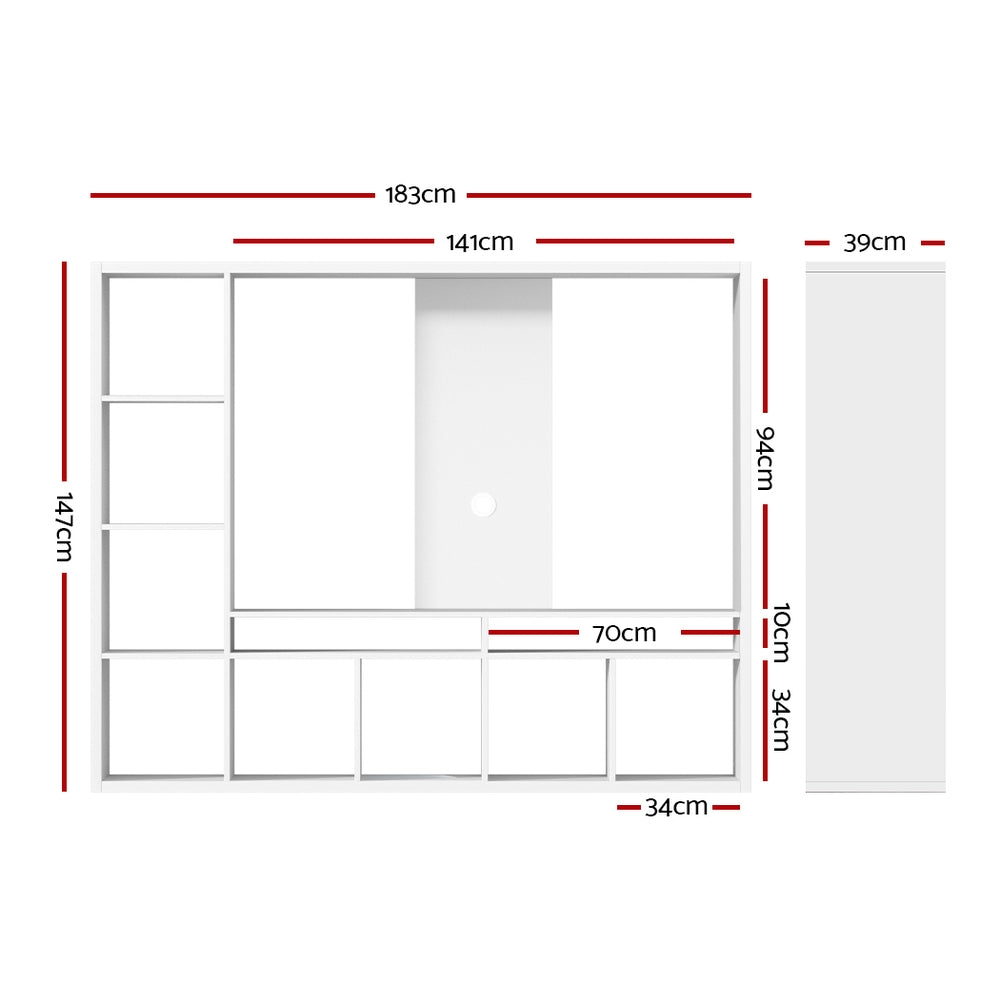 Brian Entertainment Unit 11 Compartments White