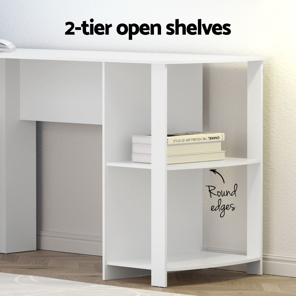 Computer Desk Shelf L-Shape White