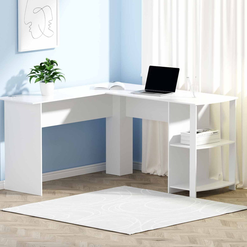 Computer Desk Shelf L-Shape White